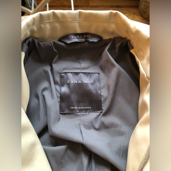 Zara Man XXL Water Resistant Beige/Cream Hidden Zip Button Overcoat - Picture 2 of 4